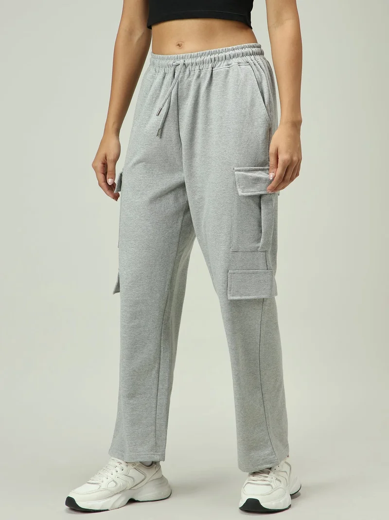 Outzidr  Grey Cargo Pocket Sweatpants for Women | Best Price UAE